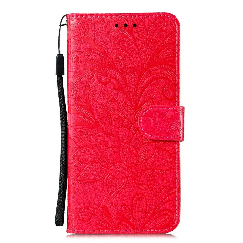 Nahkakotelo Samsung Galaxy A31 Suojaketju Kuori Hihna Tribal Flowers