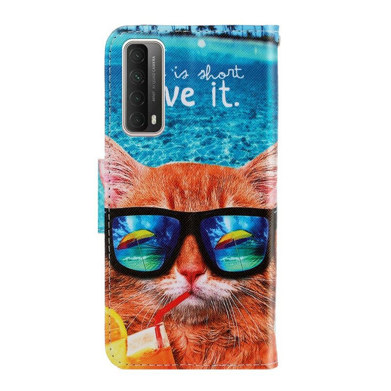 Kotelot Huawei P Smart 2021 Suojaketju Kuori Cat Live It Strappy