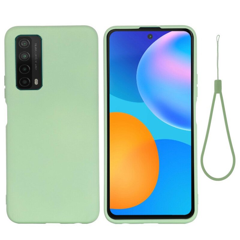 Kuori Huawei P Smart 2021 Nestemäinen Silikoni Kaulanauhalla