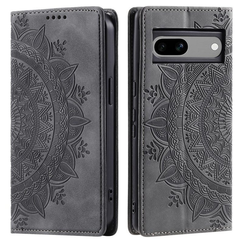 Nahkakotelo Google Pixel 8a Mandala Mokkanahkaefekti Suojakuori