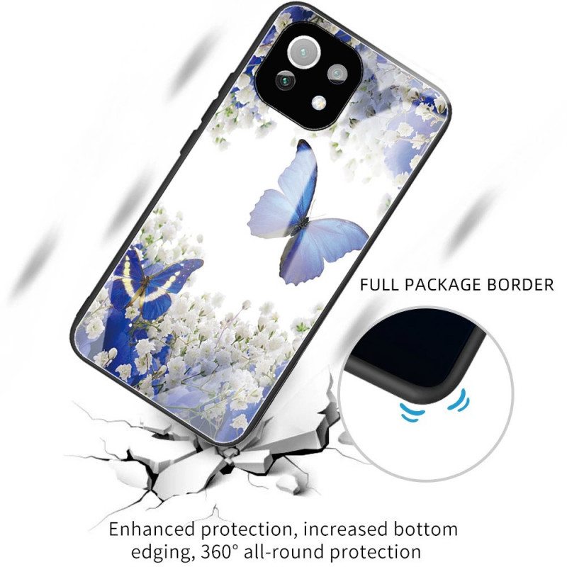 Case Xiaomi Mi 11 Lite 4G / 5G / 5G NE Blue Butterflies Karkaistu Lasi