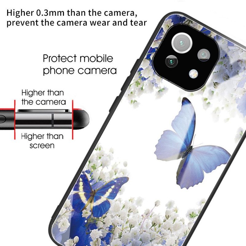Case Xiaomi Mi 11 Lite 4G / 5G / 5G NE Blue Butterflies Karkaistu Lasi