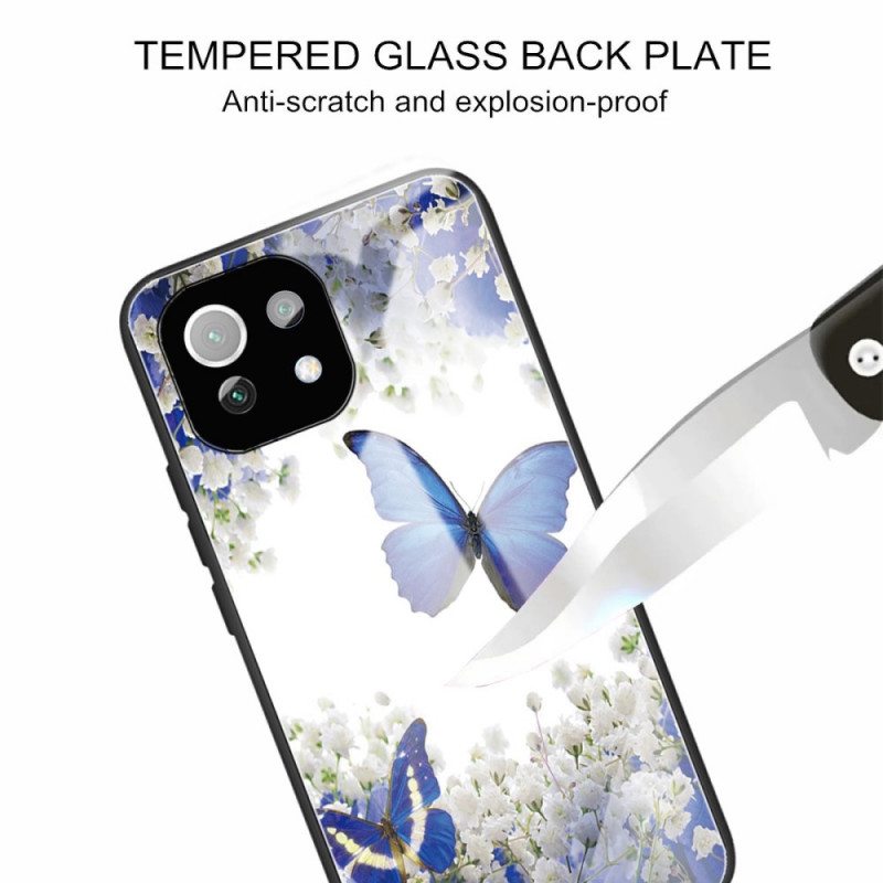 Case Xiaomi Mi 11 Lite 4G / 5G / 5G NE Blue Butterflies Karkaistu Lasi
