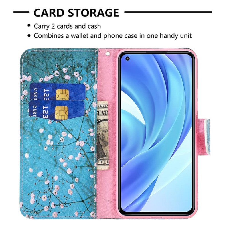 Nahkakotelo Xiaomi Mi 11 Lite 4G / 5G / 5G NE Kukkiva Puu