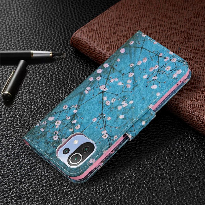 Nahkakotelo Xiaomi Mi 11 Lite 4G / 5G / 5G NE Kukkiva Puu