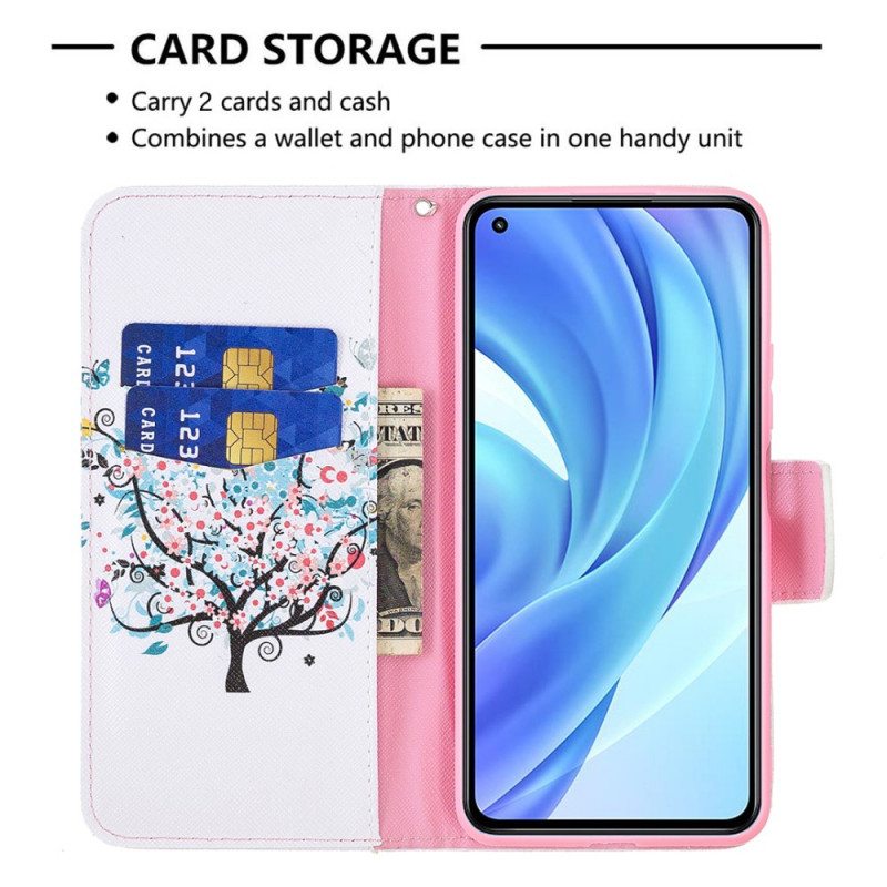 Nahkakotelo Xiaomi Mi 11 Lite 4G / 5G / 5G NE Kukkiva Puu