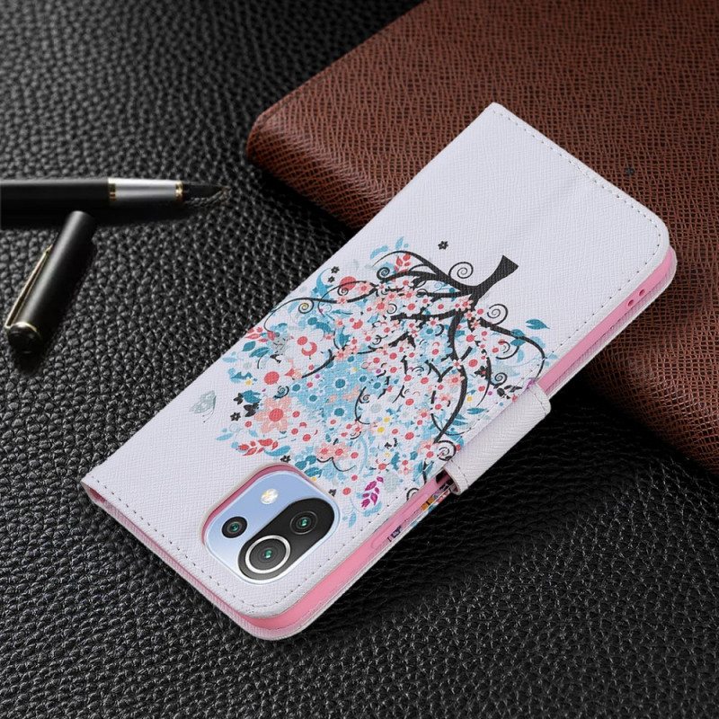 Nahkakotelo Xiaomi Mi 11 Lite 4G / 5G / 5G NE Kukkiva Puu