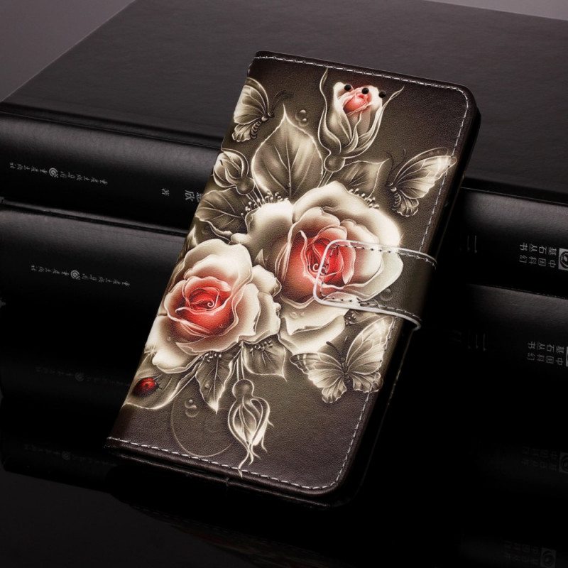 Nahkakotelo Xiaomi Mi 11 Lite 4G / 5G / 5G NE Kultaiset Ruusut