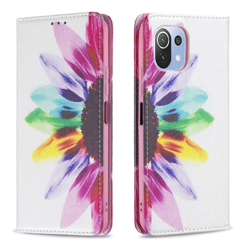 Puhelinkuoret Xiaomi Mi 11 Lite 4G / 5G / 5G NE Kotelot Flip Akvarelli Kukka