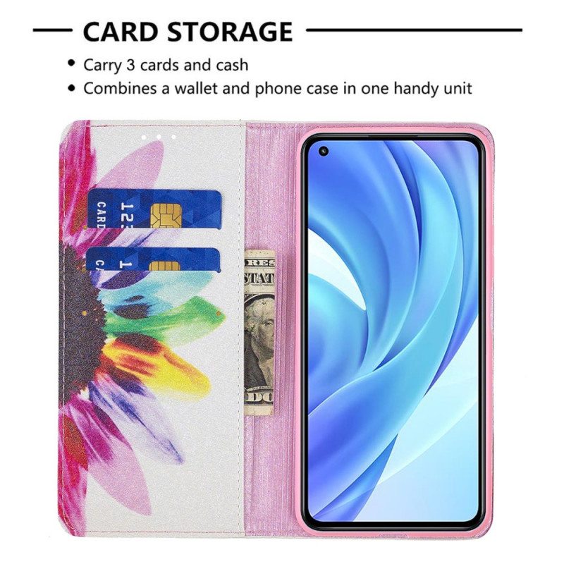 Puhelinkuoret Xiaomi Mi 11 Lite 4G / 5G / 5G NE Kotelot Flip Akvarelli Kukka