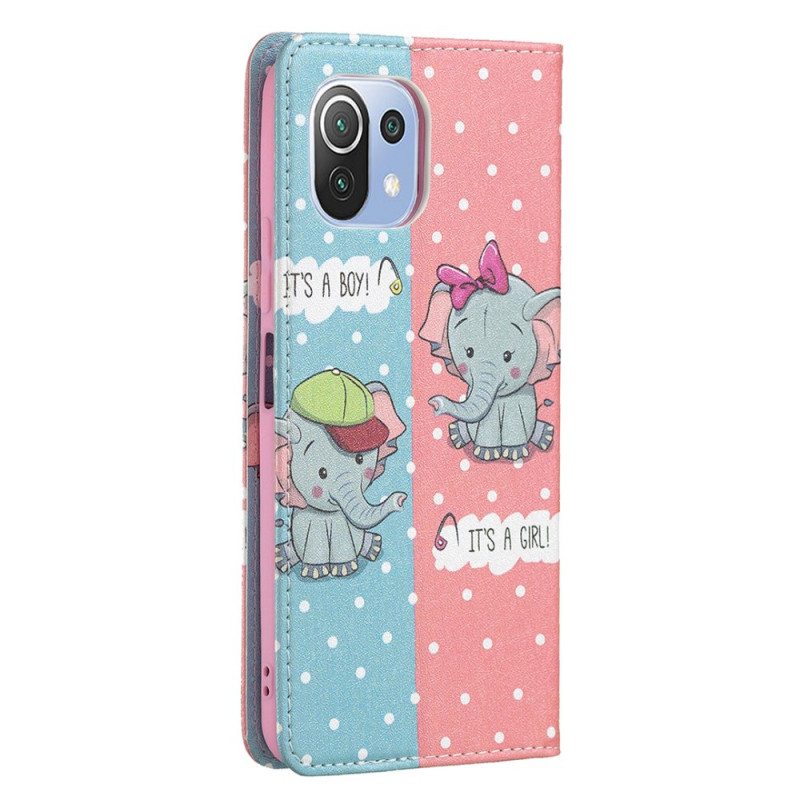 Puhelinkuoret Xiaomi Mi 11 Lite 4G / 5G / 5G NE Kotelot Flip Vauvat Norsut
