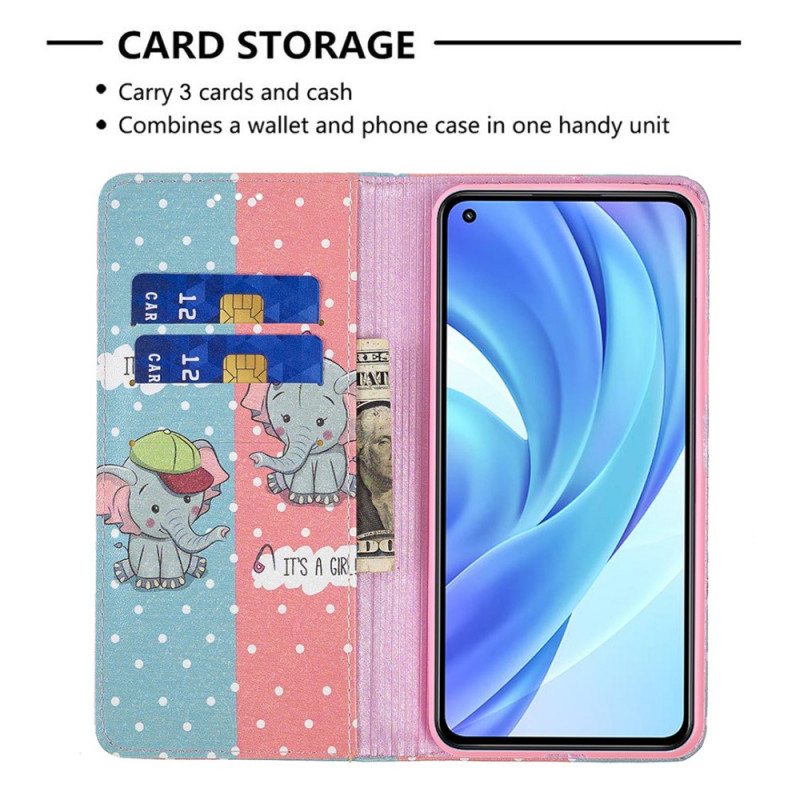 Puhelinkuoret Xiaomi Mi 11 Lite 4G / 5G / 5G NE Kotelot Flip Vauvat Norsut