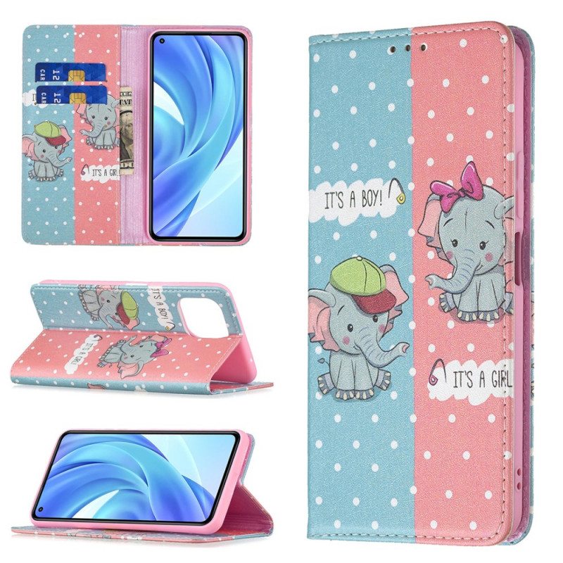 Puhelinkuoret Xiaomi Mi 11 Lite 4G / 5G / 5G NE Kotelot Flip Vauvat Norsut
