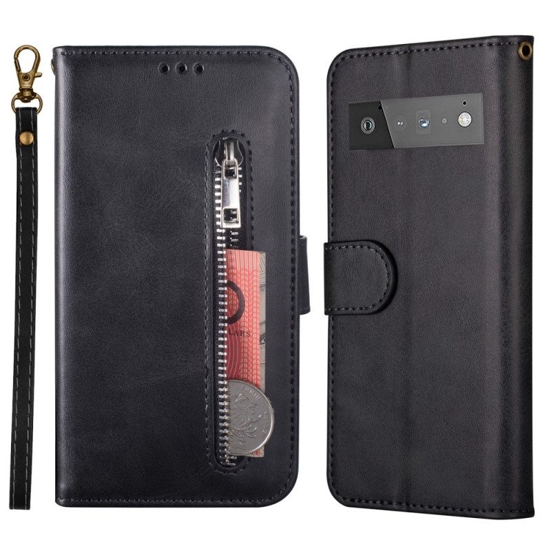 Flip Case Google Pixel 6 Pro Laukku Kaulanauhalla
