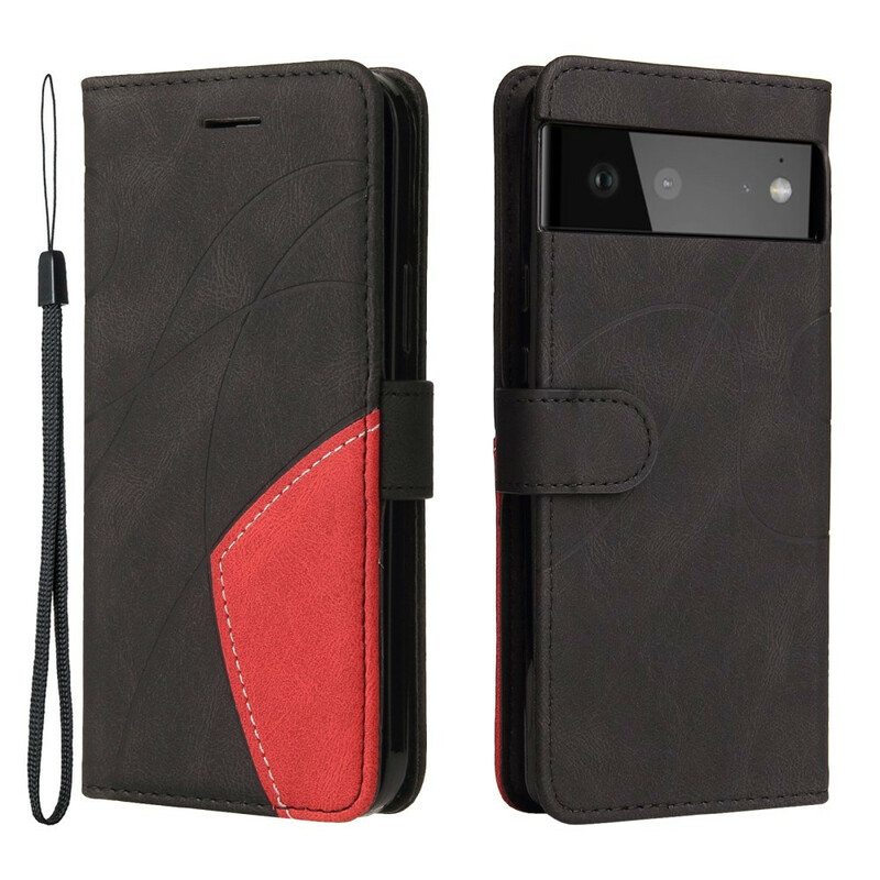 Kotelot Google Pixel 6 Pro Kaksisävyinen Signature Faux Leather
