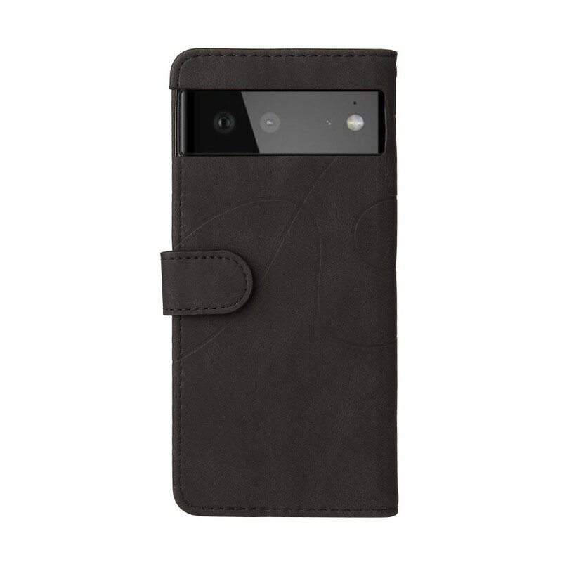Kotelot Google Pixel 6 Pro Kaksisävyinen Signature Faux Leather