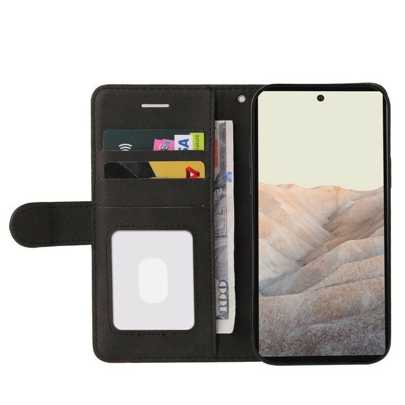 Kotelot Google Pixel 6 Pro Kaksisävyinen Signature Faux Leather