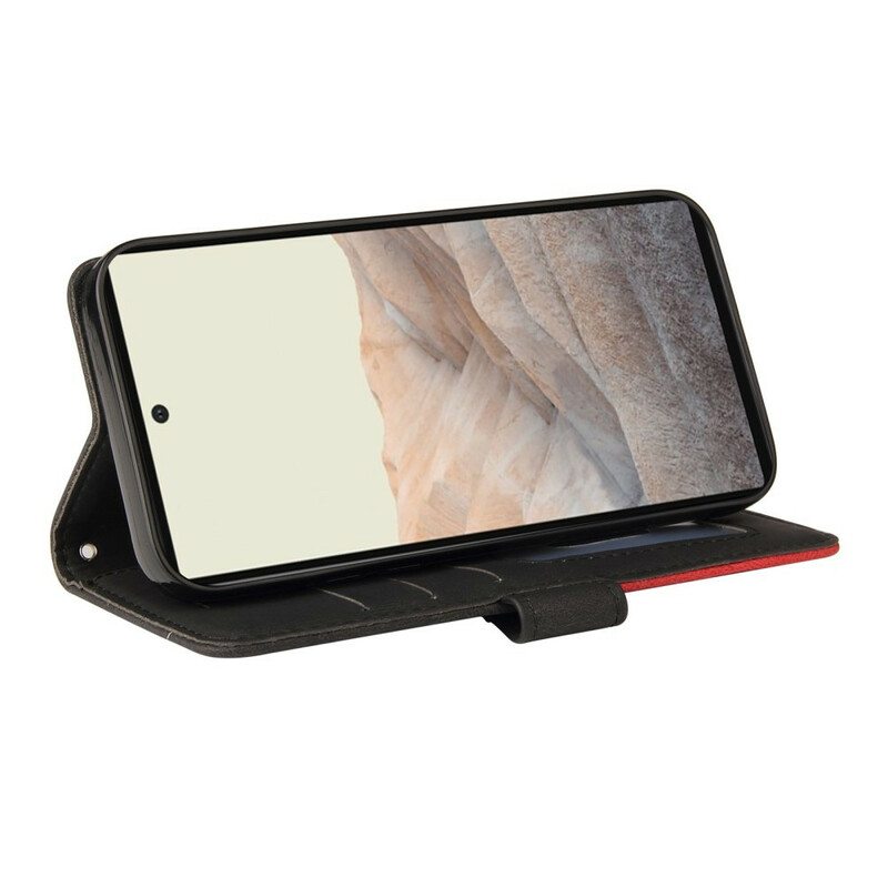 Kotelot Google Pixel 6 Pro Kaksisävyinen Signature Faux Leather