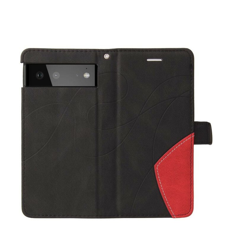 Kotelot Google Pixel 6 Pro Kaksisävyinen Signature Faux Leather