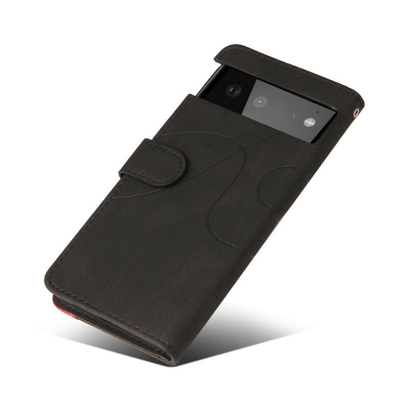 Kotelot Google Pixel 6 Pro Kaksisävyinen Signature Faux Leather
