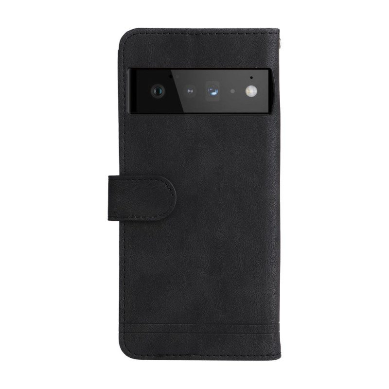 Kotelot Google Pixel 6 Pro Keinonahkainen Niitti Ja Hihna