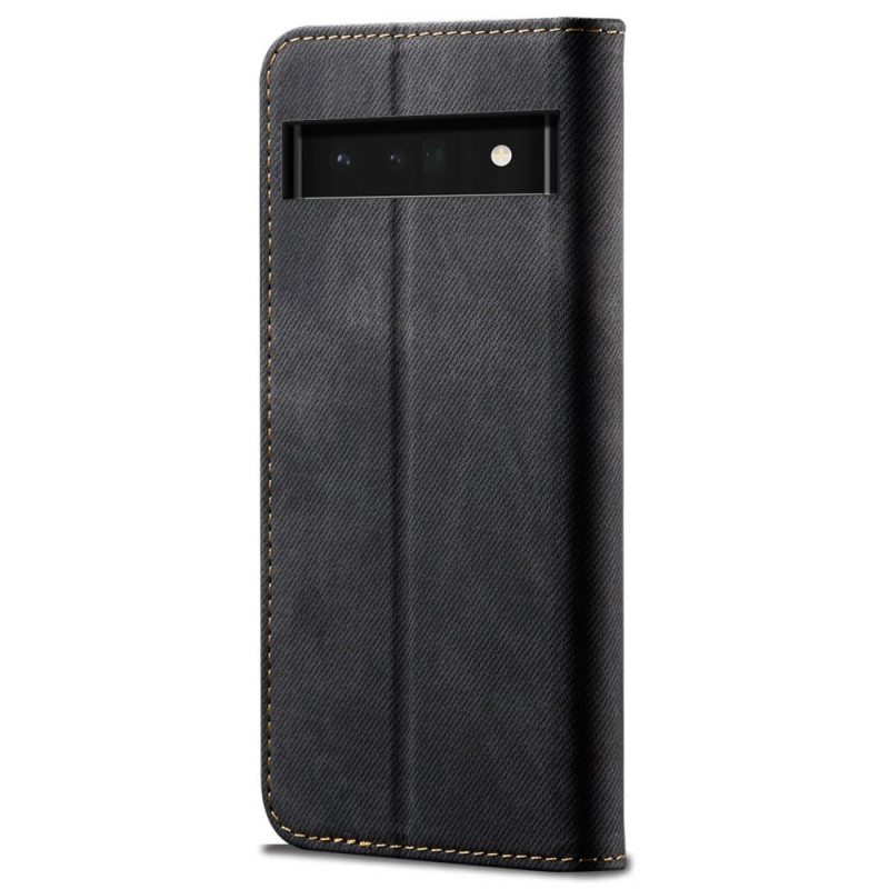 Puhelinkuoret Google Pixel 6 Pro Kotelot Flip Denim Kangas