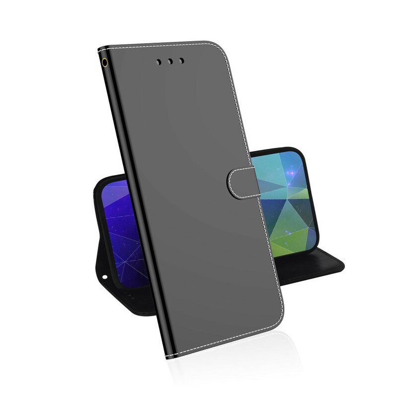 Nahkakotelo iPhone 12 Pro Max Keinonahkainen Peilin Kansi