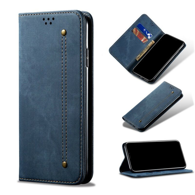 Puhelinkuoret iPhone 12 Pro Max Kotelot Flip Faux Leather Jeans Texture