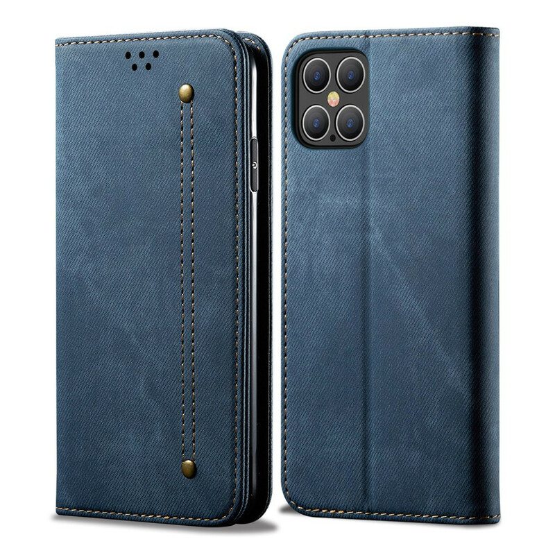 Puhelinkuoret iPhone 12 Pro Max Kotelot Flip Faux Leather Jeans Texture