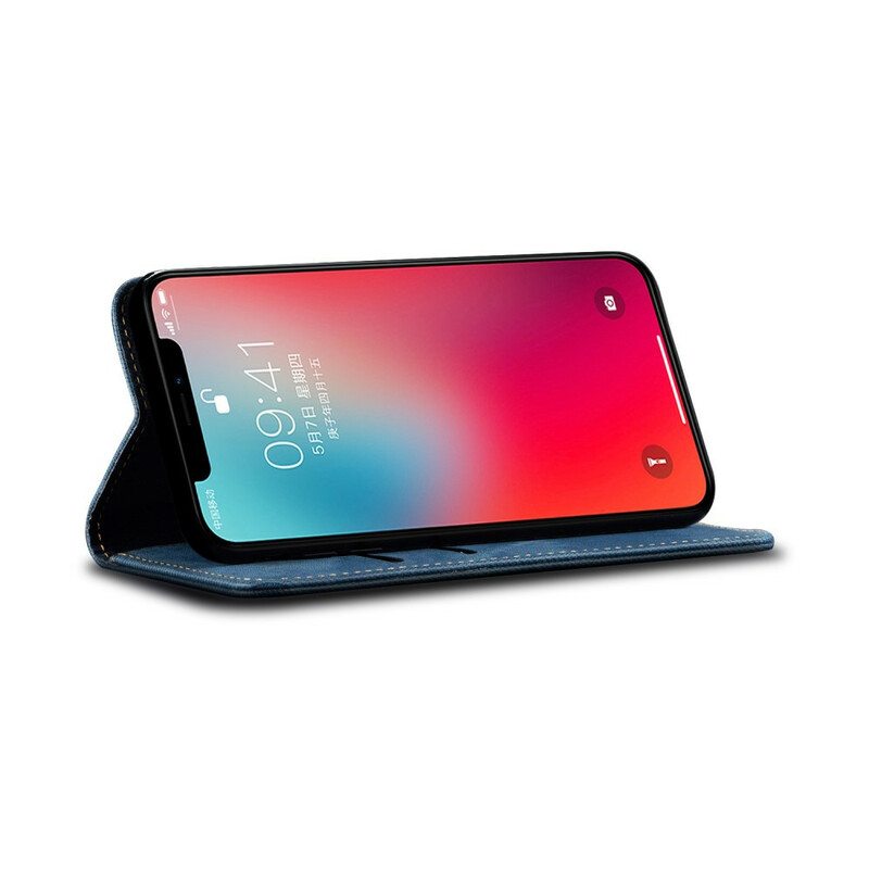 Puhelinkuoret iPhone 12 Pro Max Kotelot Flip Faux Leather Jeans Texture