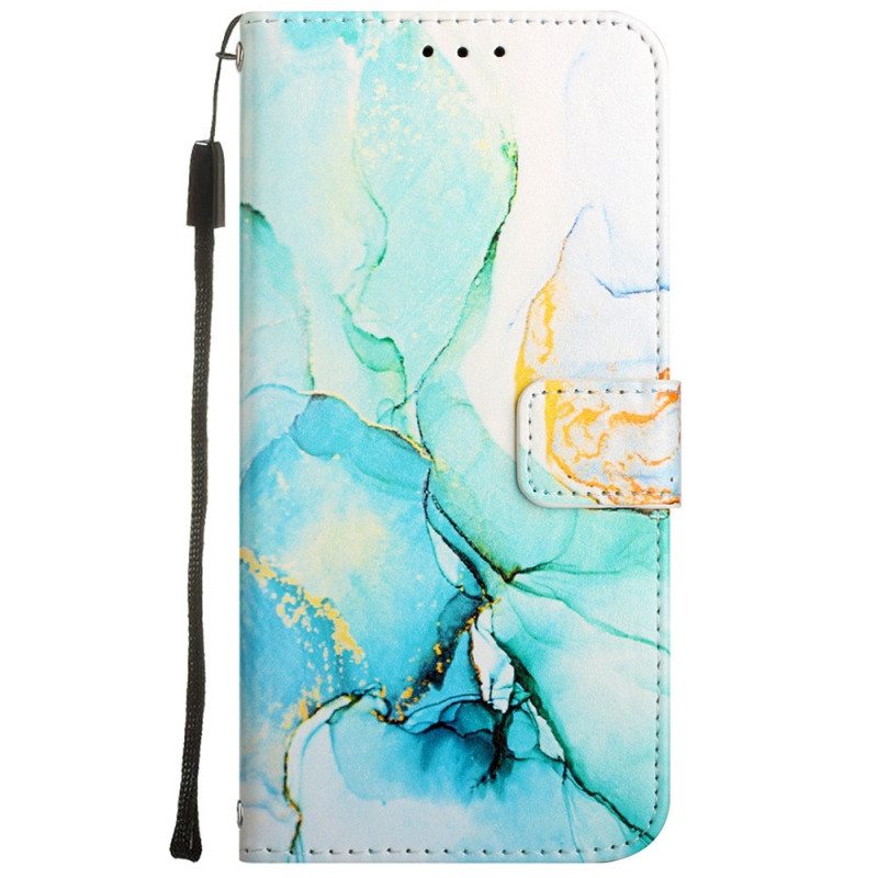Flip Case Oppo A54 5G / A74 5G Marmori Kaulanauhalla