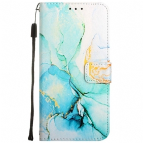 Flip Case Oppo A54 5G / A74 5G Marmori Kaulanauhalla