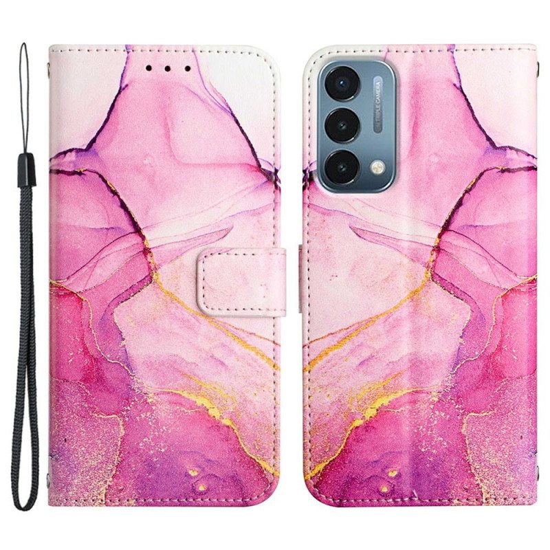 Flip Case Oppo A54 5G / A74 5G Marmori Kaulanauhalla