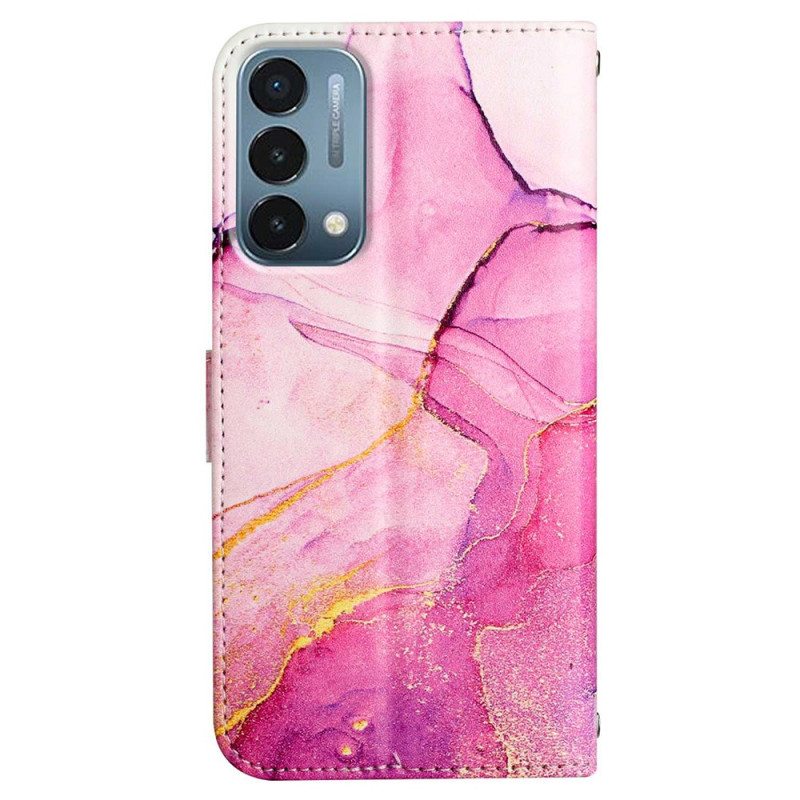 Flip Case Oppo A54 5G / A74 5G Marmori Kaulanauhalla