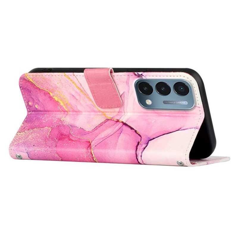 Flip Case Oppo A54 5G / A74 5G Marmori Kaulanauhalla