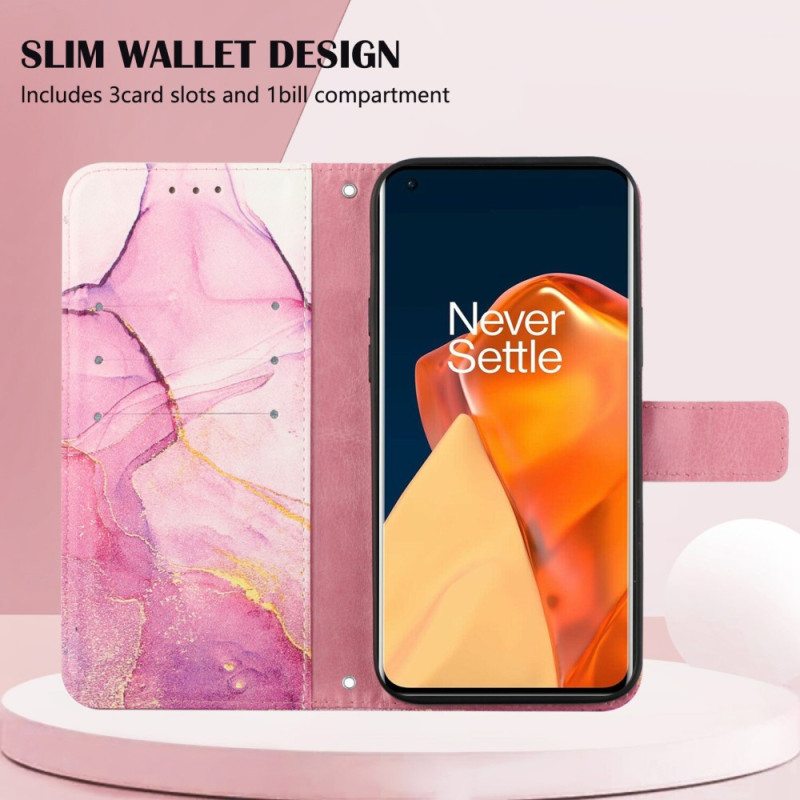 Flip Case Oppo A54 5G / A74 5G Marmori Kaulanauhalla