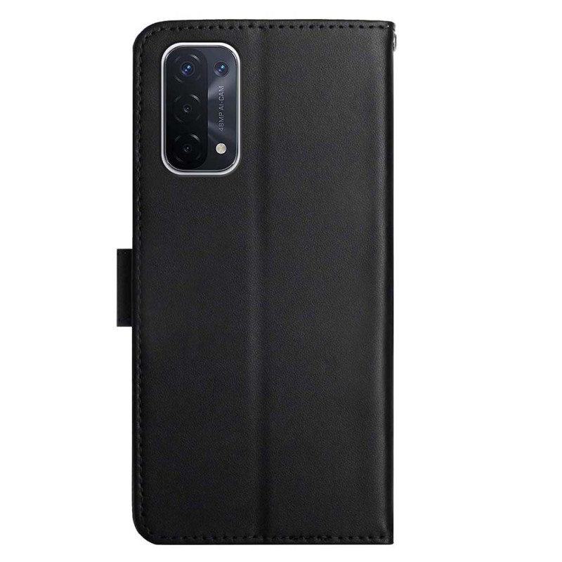 Nahkakotelo Oppo A54 5G / A74 5G Aitoa Nappan Nahkaa