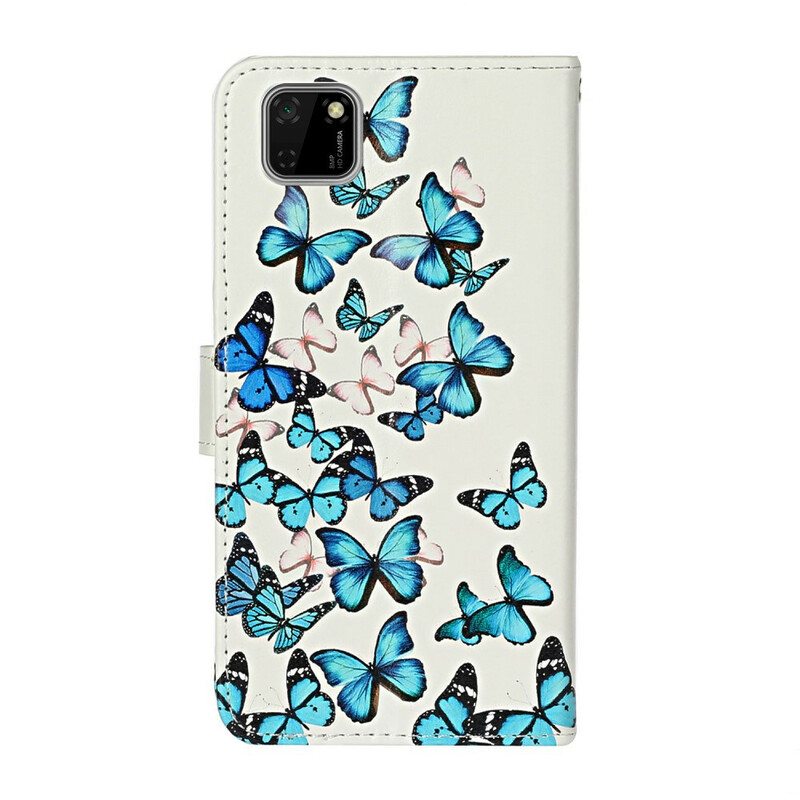 Puhelinkuoret Huawei Y5p Kotelot Flip Lukemattomia Perhosia