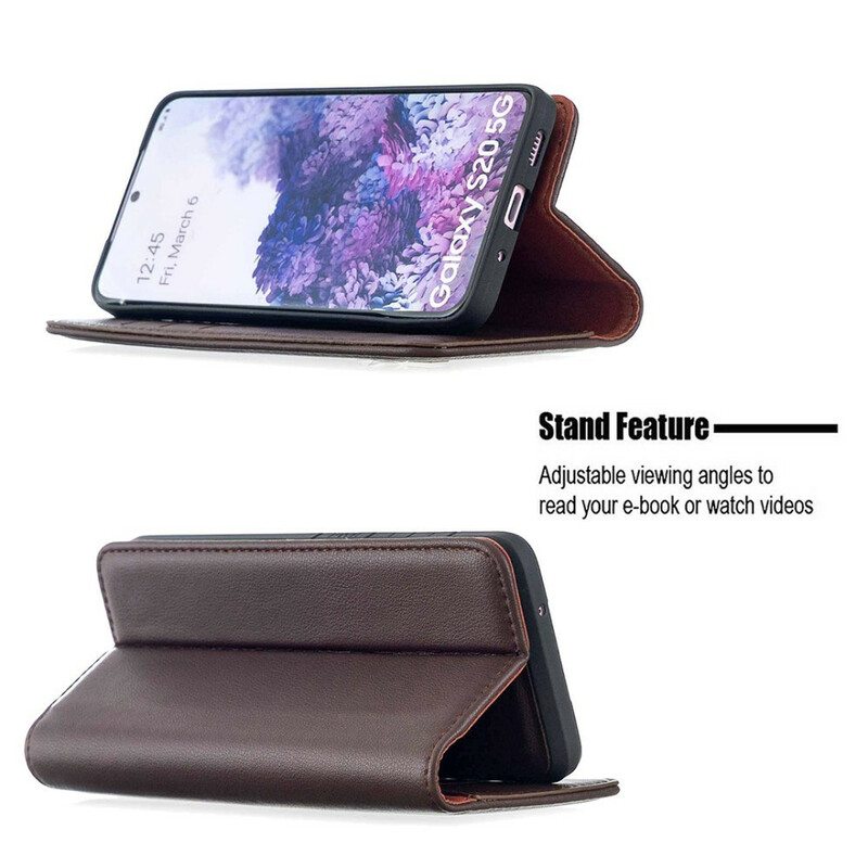 Case Samsung Galaxy S20 Kotelot Flip Irrotettava Aitoa Nahkaa
