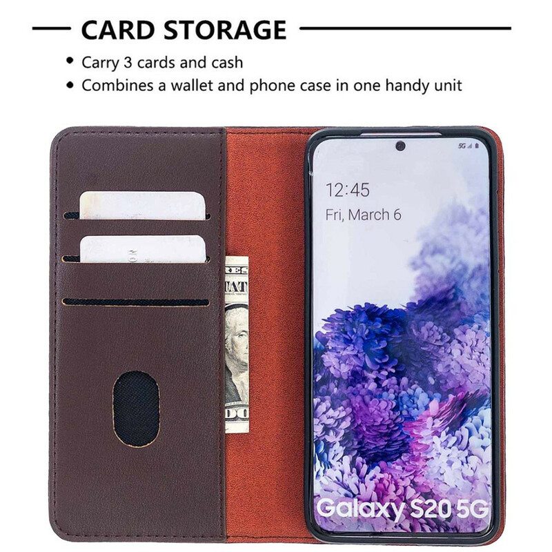 Case Samsung Galaxy S20 Kotelot Flip Irrotettava Aitoa Nahkaa