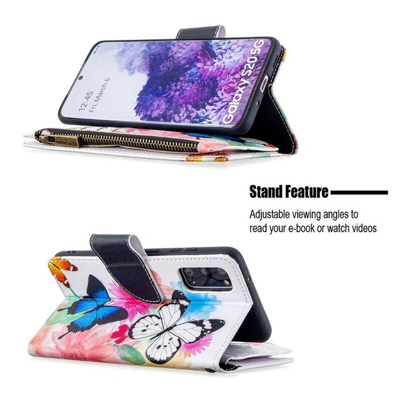 Kotelot Samsung Galaxy S20 Perhosten Vetoketjullinen Tasku