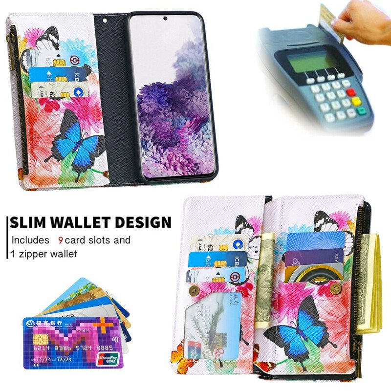 Kotelot Samsung Galaxy S20 Perhosten Vetoketjullinen Tasku