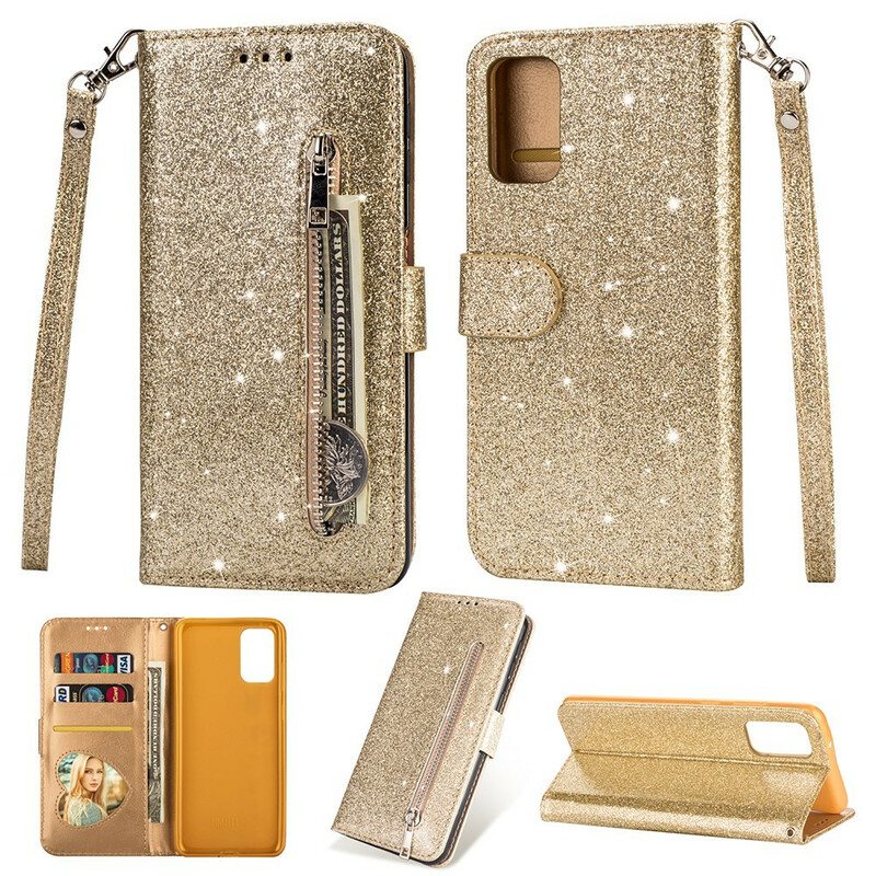 Nahkakotelo Samsung Galaxy S20 Glitter Kolikkopussi