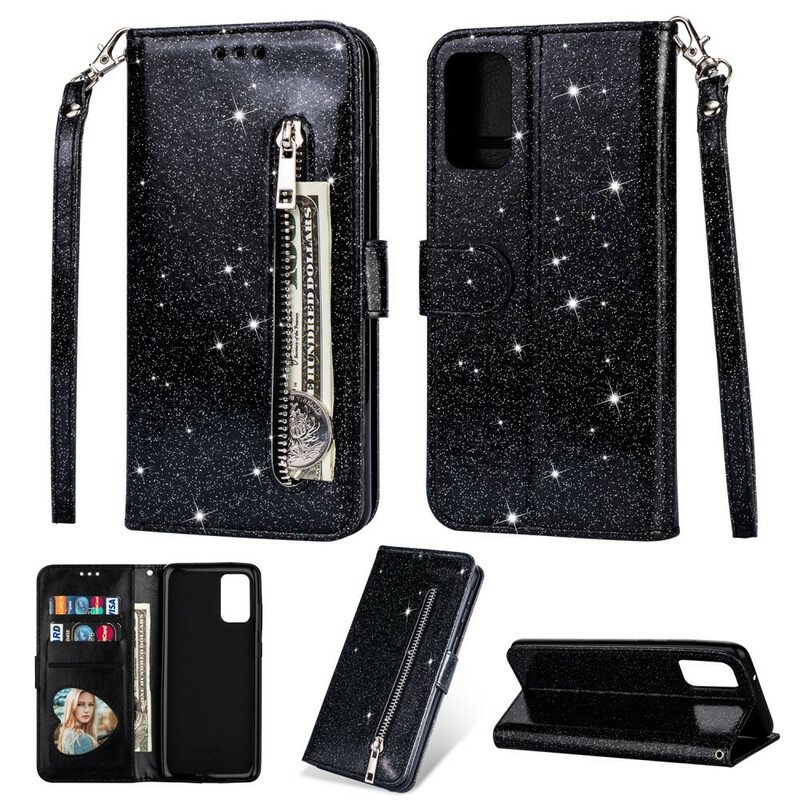 Nahkakotelo Samsung Galaxy S20 Glitter Kolikkopussi