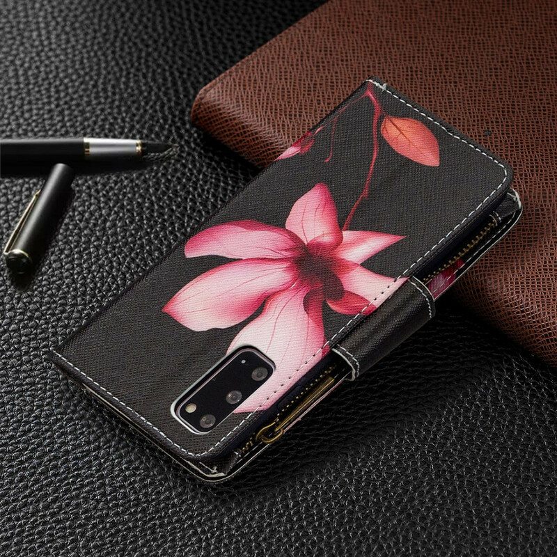 Nahkakotelo Samsung Galaxy S20 Kukkavetoketjullinen Tasku
