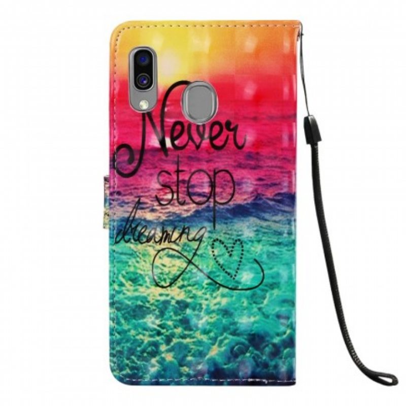 Flip Case Samsung Galaxy A40 Älä Koskaan Lopeta Unelmoimista