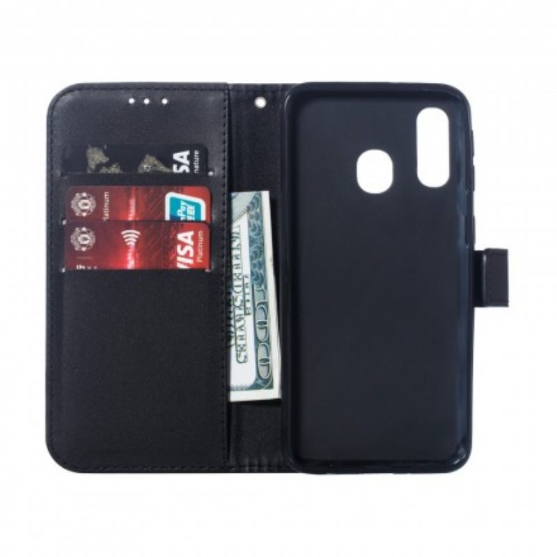 Kotelot Samsung Galaxy A40 Suojaketju Kuori Strappy Leather Effect