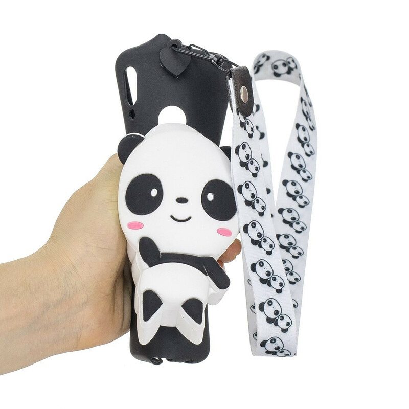 Kuori Samsung Galaxy A40 Lompakkokotelo Panda Lompakko Ja Olkahihna