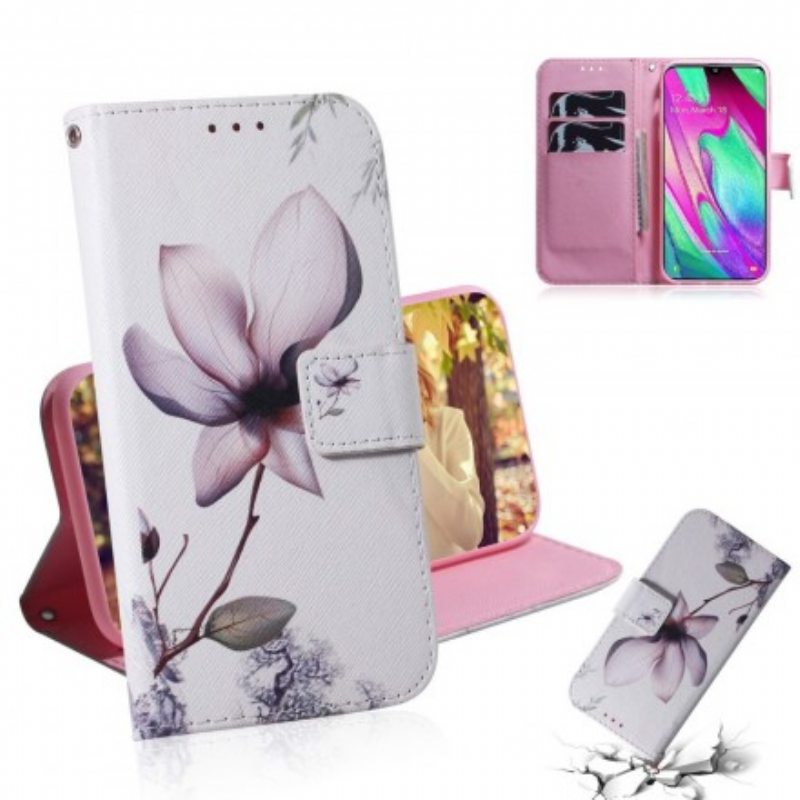 Nahkakotelo Samsung Galaxy A40 Flower Dusty Pink