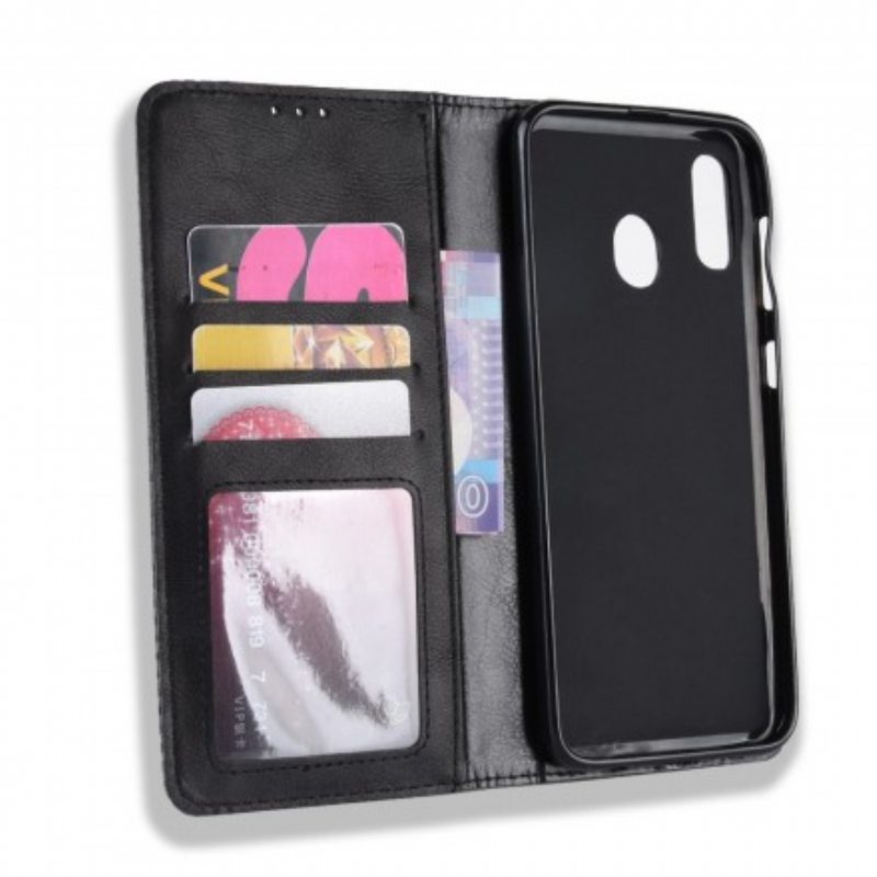 Puhelinkuoret Samsung Galaxy A40 Kotelot Flip Tyylitelty Vintage-nahkaefekti